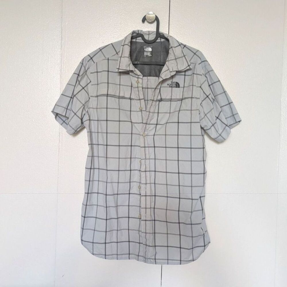 The North Face Check Print Short Sleeve Button Down Outdoors Shirt Sz M